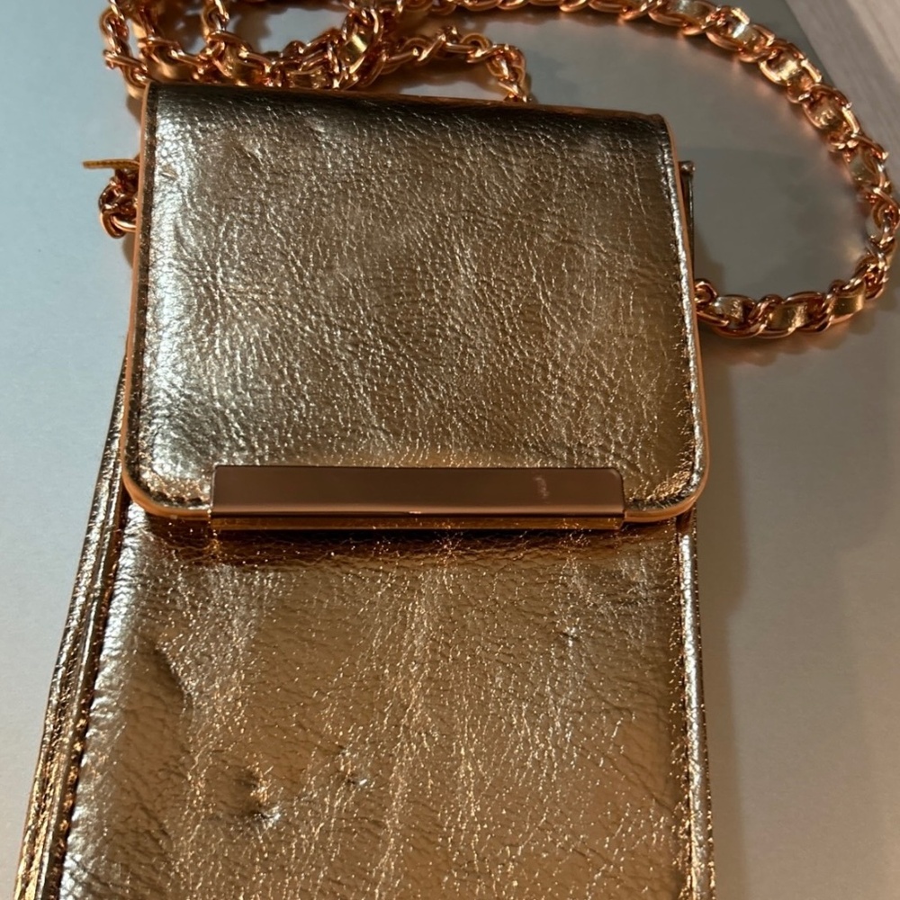 Vintage Rose Gold Metallic Crossbody Phone Case Clutched Marked C